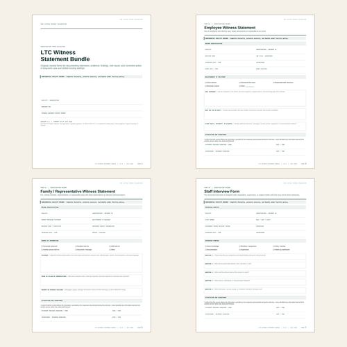 LTC Witness Statement and Incident Investigation Forms, included in the DON Starter Vault.